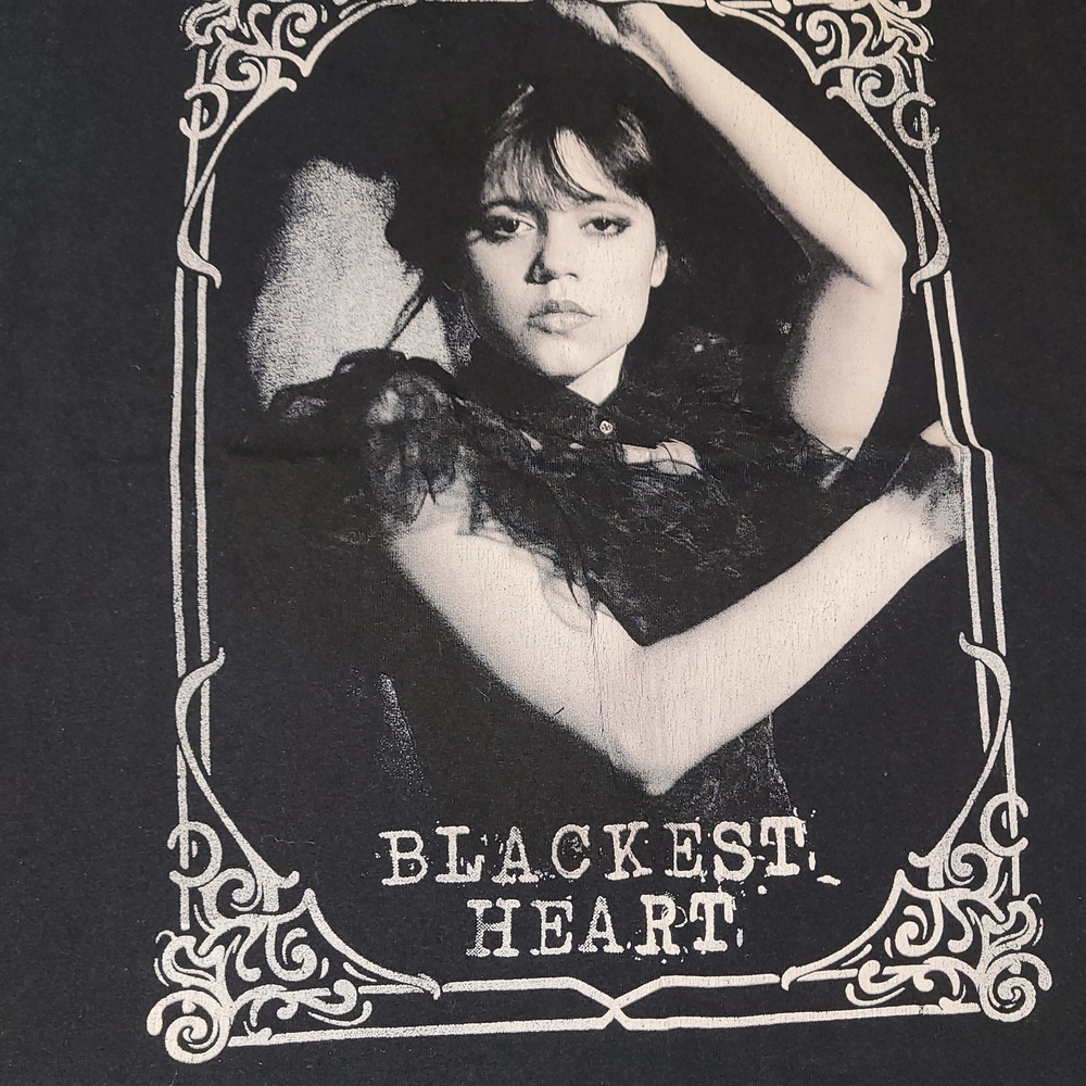 Black Graphic Tee with Wednesday  Print Used SIZE S